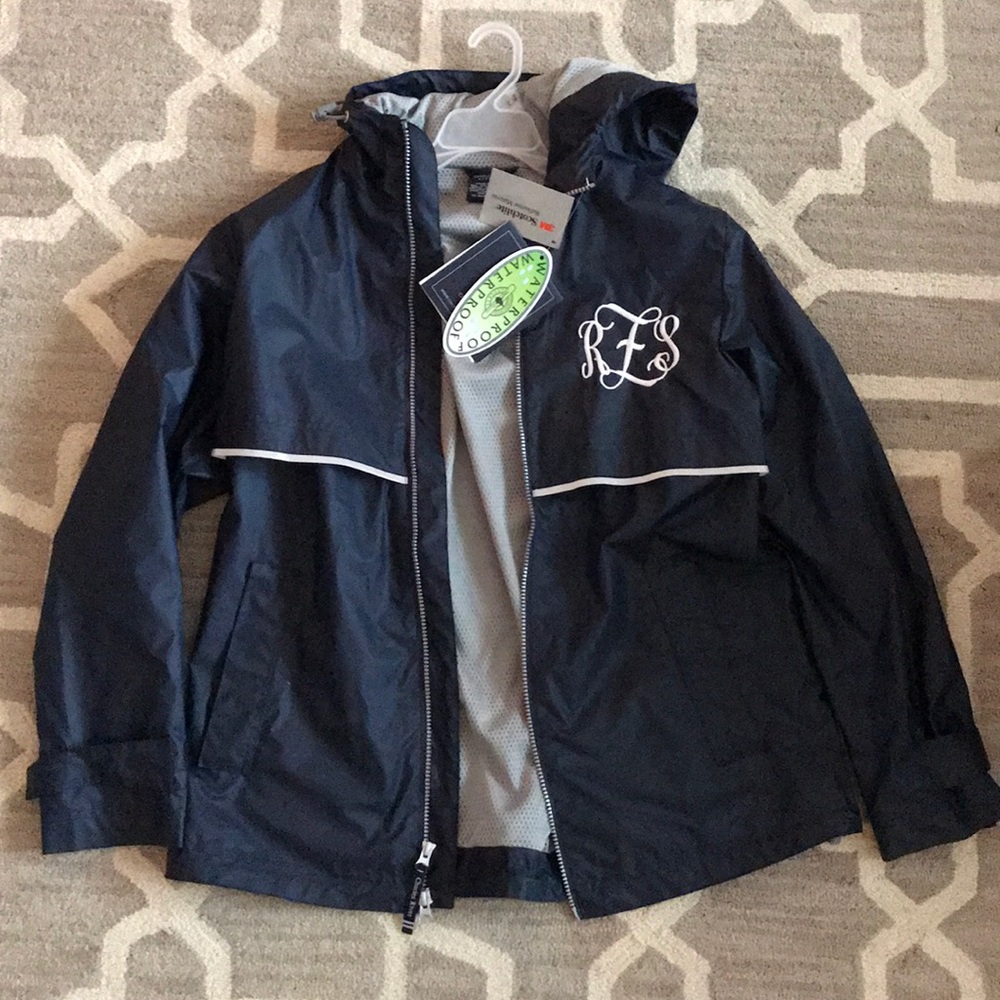 Charles River Monogrammed rain jacket